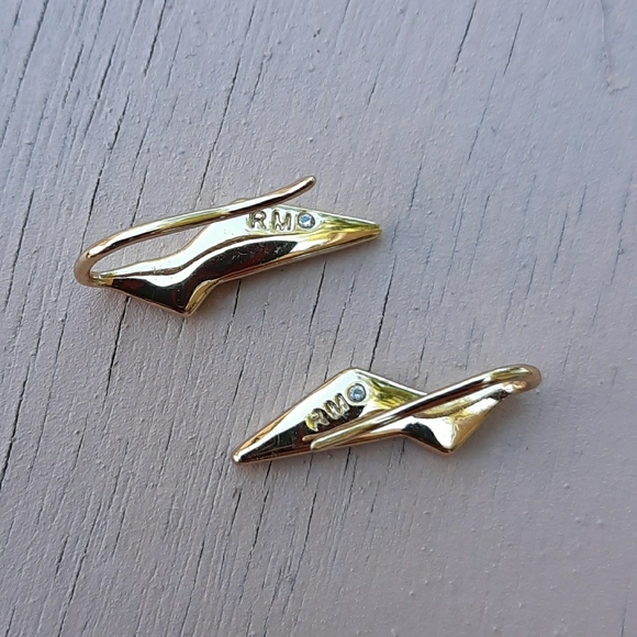 Rebecca Minkoff Gold Lighting Bolt Slider Earrings - Picture 4 of 5